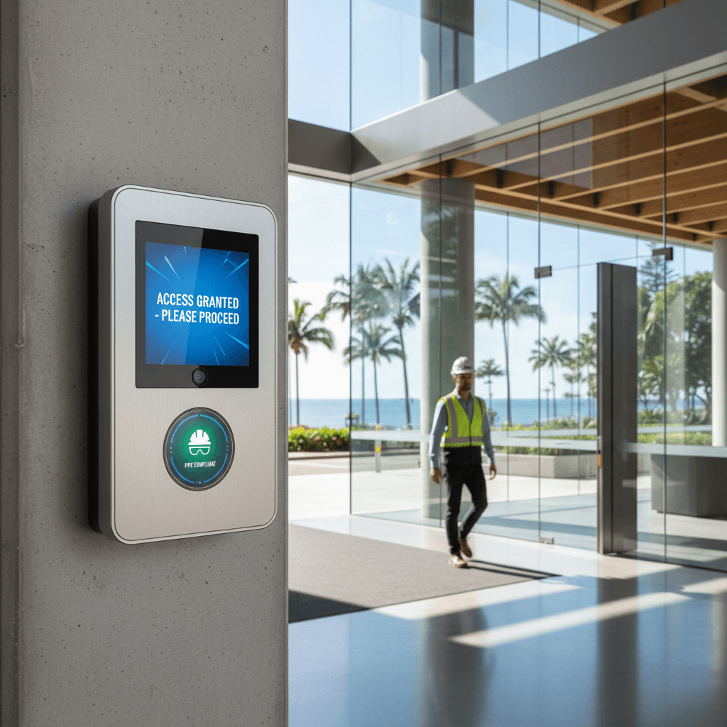 Access control reader synced with PPE detection