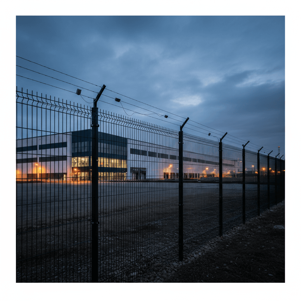 Perimeter detection sensors installed on warehouse fence