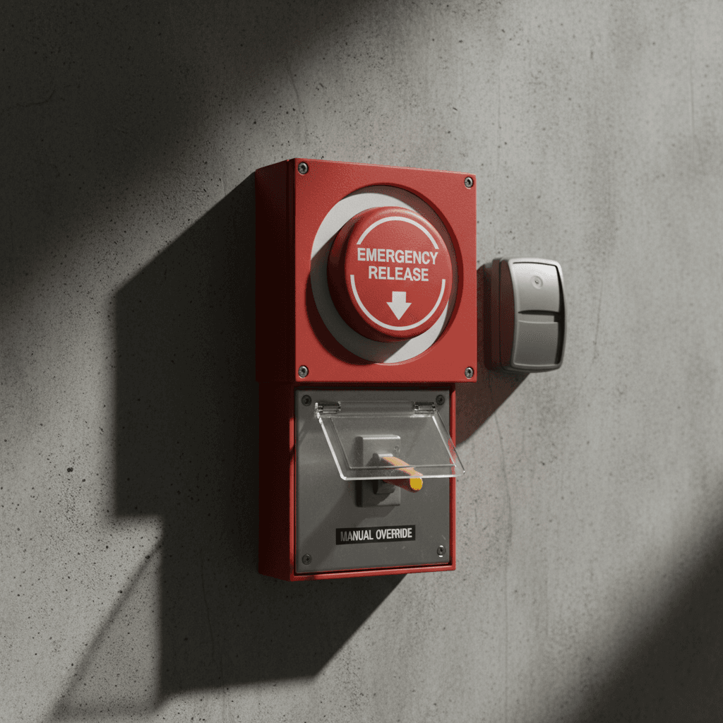 Emergency override button on access control system