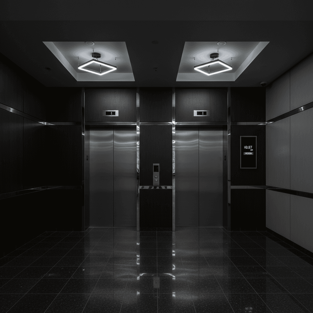 Modern elevator entrance with access control panel