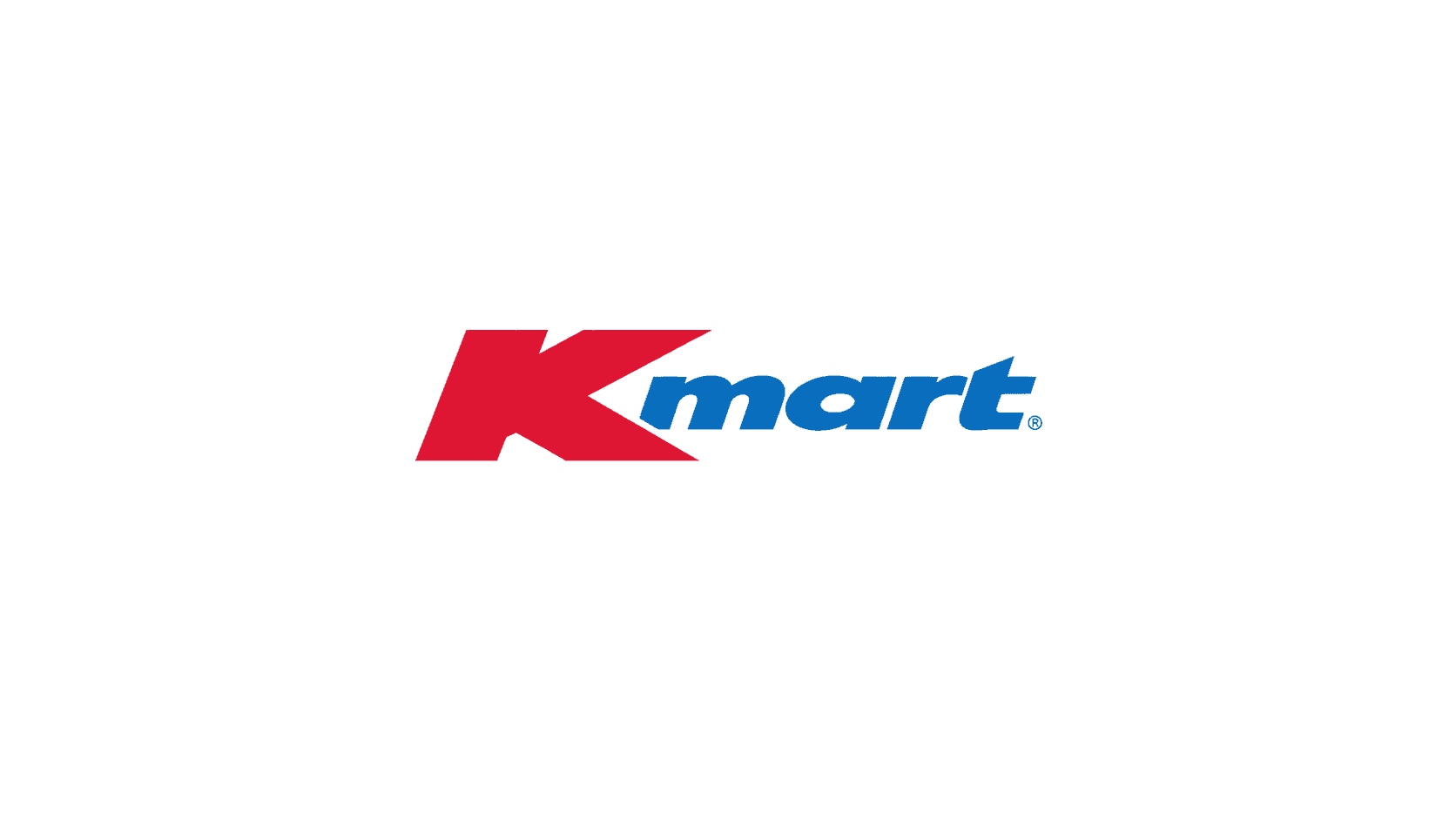 Kmart logo with a bold red K and blue lowercase mart text on white.