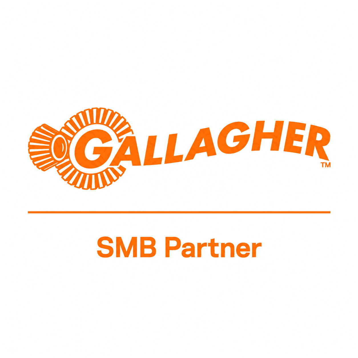 Orange Gallagher logo with a gear icon above a line and SMB Partner text below.